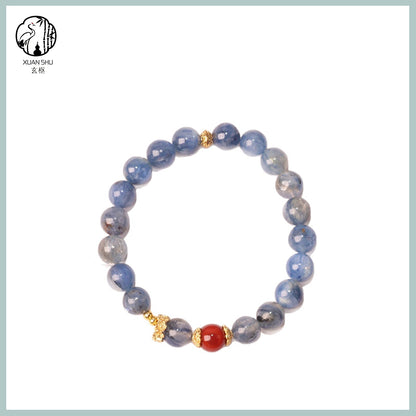 Kyanite and Red Agate Handmade Crystal Bracelet – Balance, Protection & Harmony