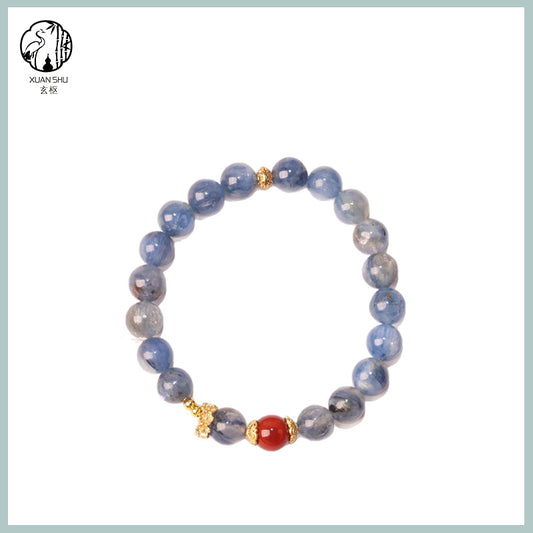 Kyanite and Red Agate Handmade Crystal Bracelet – Balance, Protection & Harmony