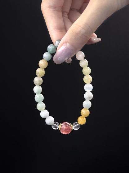 Natural Morganite & Strawberry Quartz Bracelet – Love, Healing & Emotional Balance