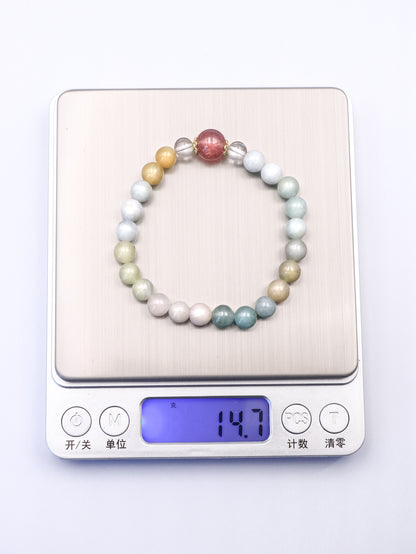 Natural Morganite & Strawberry Quartz Bracelet – Love, Healing & Emotional Balance