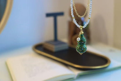 Lacquered Mother-of-Pearl Gourd Pendant Necklace – Water Element Protection XUANSHU