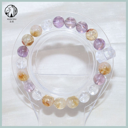 Natural Amethyst & Clear Quartz Pendant Bracelet  Healing, Balance & Positive Energy
