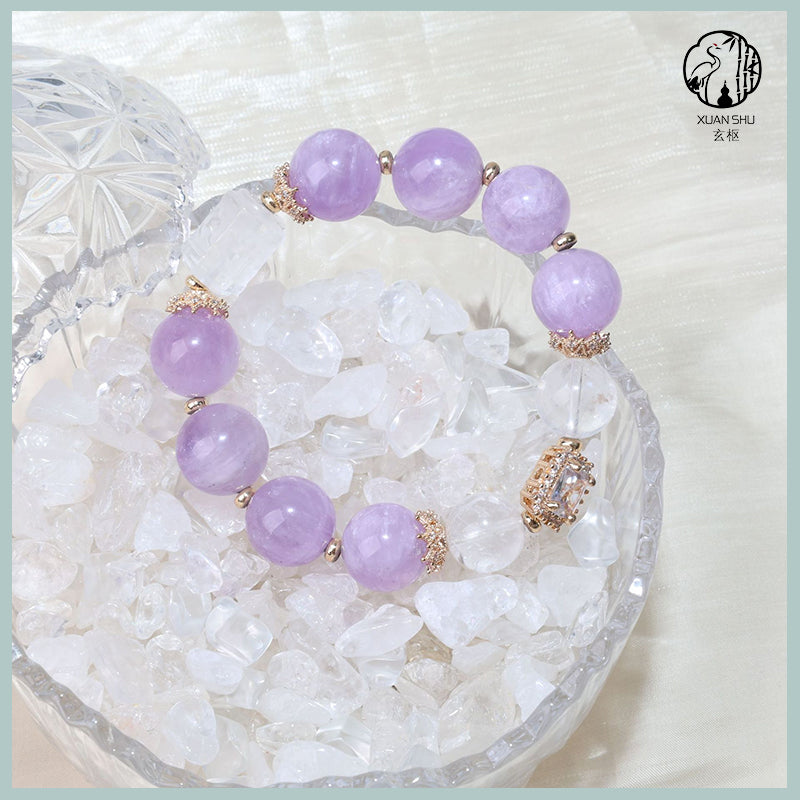 Natural Amethyst & White Quartz Beaded Bracelet – Handmade Feng Shui Crystal Jewelry for Balance & Healing