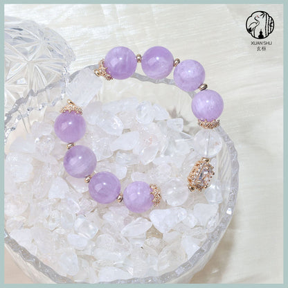 Natural Amethyst & White Quartz Beaded Bracelet – Handmade Feng Shui Crystal Jewelry for Balance & Healing