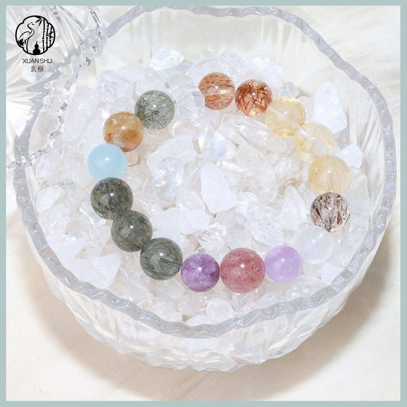Colorful Multi-Gemstone Bracelet – Natural Aquamarine, Amethyst & Multi Crystal Feng Shui Jewelry