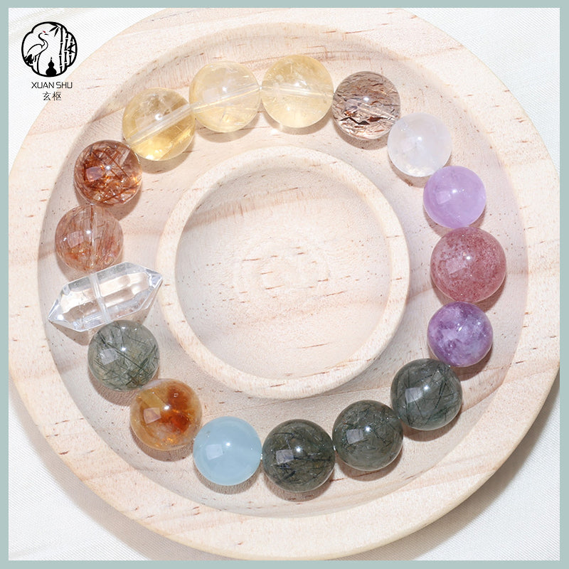 Colorful Multi-Gemstone Bracelet – Natural Aquamarine, Amethyst & Multi Crystal Feng Shui Jewelry