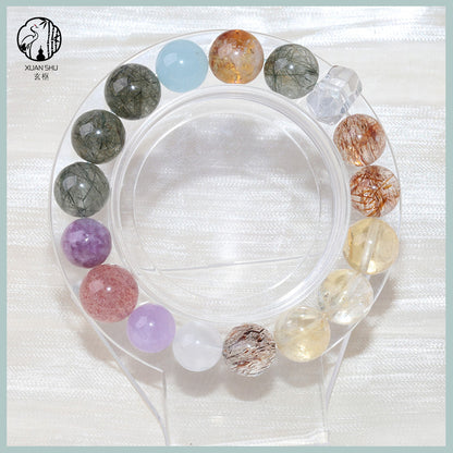Colorful Multi-Gemstone Bracelet – Natural Aquamarine, Amethyst & Multi Crystal Feng Shui Jewelry
