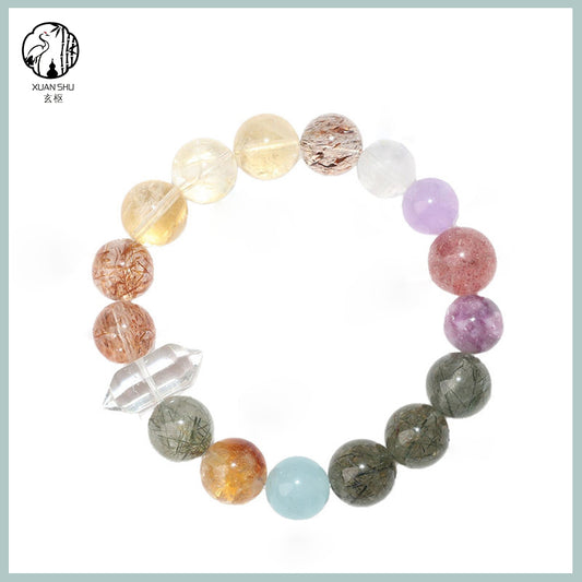 Colorful Multi-Gemstone Bracelet – Natural Aquamarine, Amethyst & Multi Crystal Feng Shui Jewelry