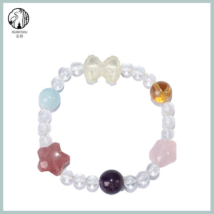 Natural Aquamarine, Clear Quartz & Yellow Topaz Multi-Gemstone Crystal Bracelet – Spiritual Energy & Positive Vibes