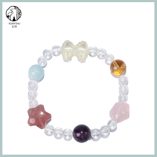 Natural Aquamarine, Clear Quartz & Yellow Topaz Multi-Gemstone Crystal Bracelet – Spiritual Energy & Positive Vibes