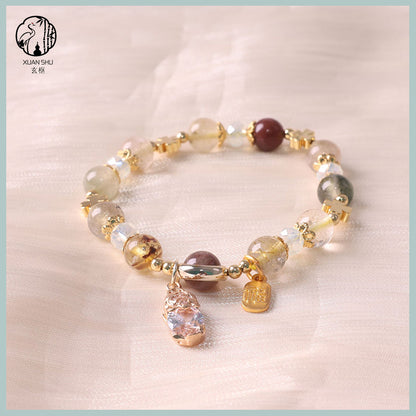 Natural Citrine with Colorful Rutilated Quartz Pixiu Bracelet – Attract Wealth, Luck & Prosperity
