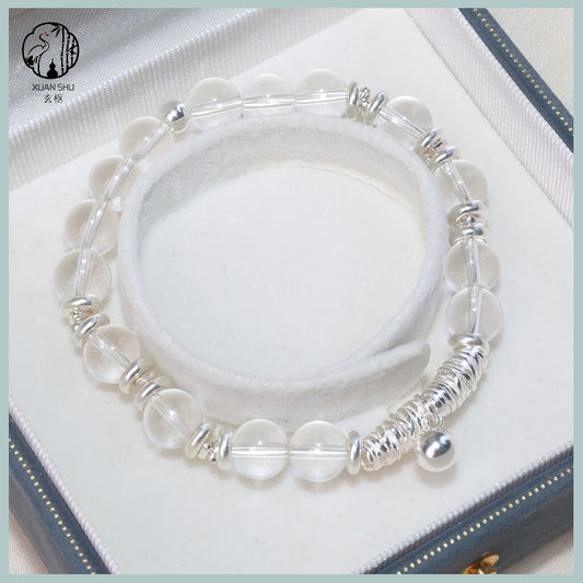 Natural Clear Quartz & Sterling Silver Bracelet – Healing Crystal Jewelry for Clarity, Protection & Positive Energy