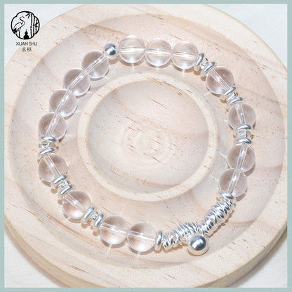 Natural Clear Quartz & Sterling Silver Bracelet – Healing Crystal Jewelry for Clarity, Protection & Positive Energy