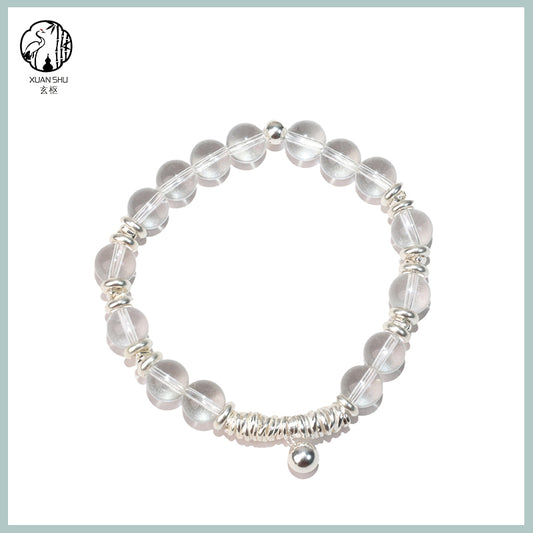 Natural Clear Quartz & Sterling Silver Bracelet – Healing Crystal Jewelry for Clarity, Protection & Positive Energy