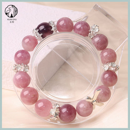 Natural Lilac Phantom & Rose Quartz Bracelet – Spiritual Healing & Emotional Balance