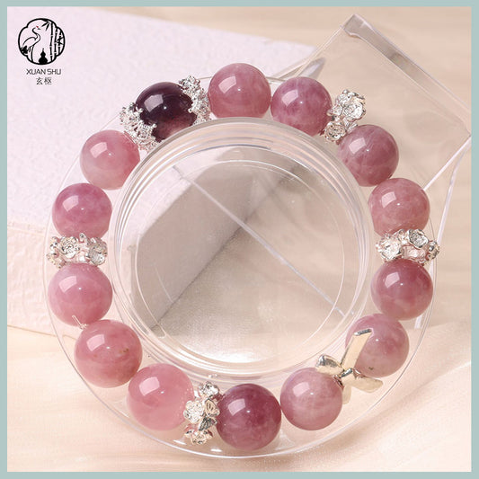 Natural Lilac Phantom & Rose Quartz Bracelet – Spiritual Healing & Emotional Balance