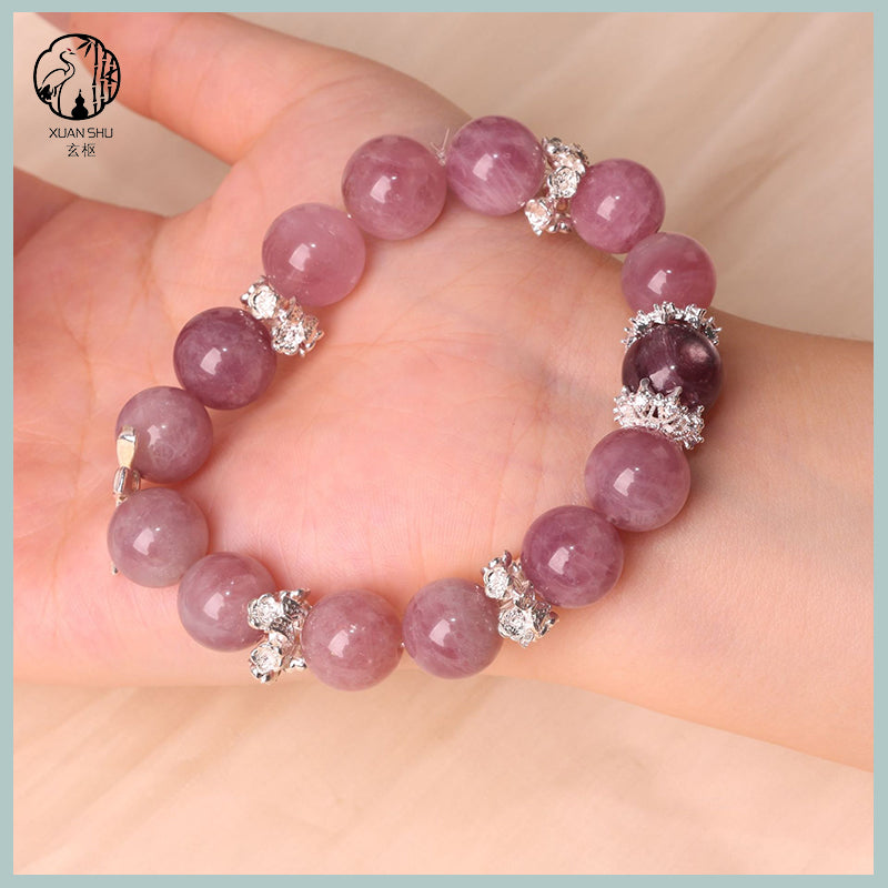 Natural Lilac Phantom & Rose Quartz Bracelet – Spiritual Healing & Emotional Balance