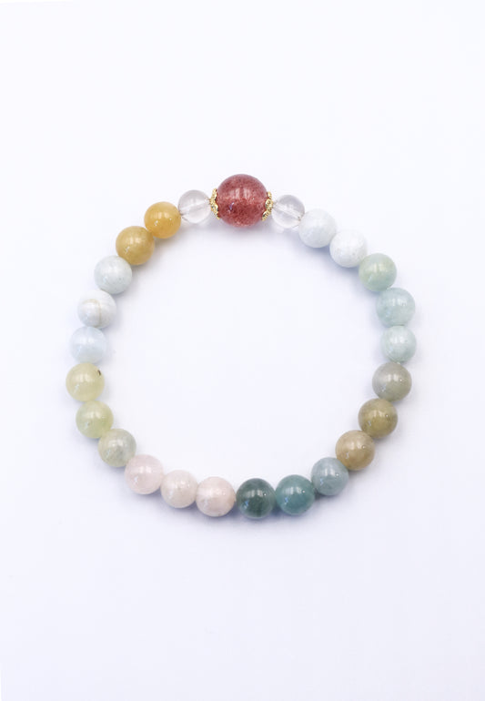 Natural Morganite & Strawberry Quartz Bracelet – Love, Healing & Emotional Balance
