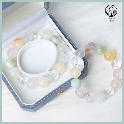 Natural Multi-Gemstone Crystal Bracelet – Rose Quartz & Clear Quartz Mix  Energy Balance & Emotional Healing