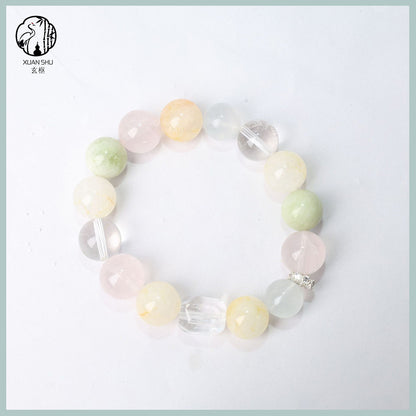 Natural Multi-Gemstone Crystal Bracelet – Rose Quartz & Clear Quartz Mix  Energy Balance & Emotional Healing