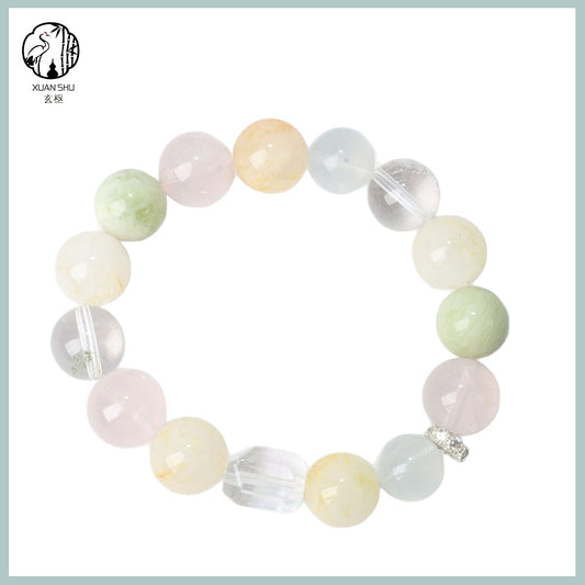 Natural Multi-Gemstone Crystal Bracelet – Rose Quartz & Clear Quartz Mix  Energy Balance & Emotional Healing