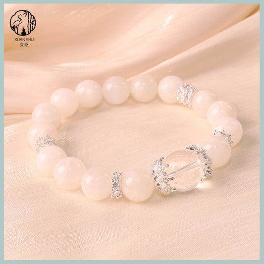 Natural Pink & Clear Crystal Bracelet – Heart Chakra Healing & Energy Balancing Gemstone Jewelry