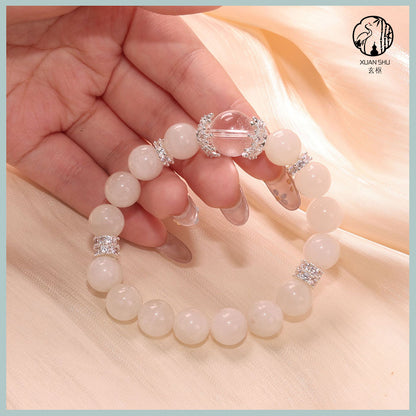 Natural Pink & Clear Crystal Bracelet – Heart Chakra Healing & Energy Balancing Gemstone Jewelry