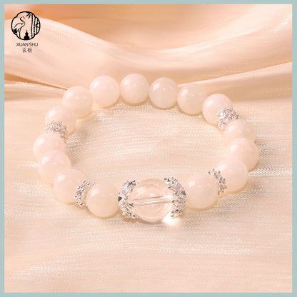 Natural Pink & Clear Crystal Bracelet – Heart Chakra Healing & Energy Balancing Gemstone Jewelry