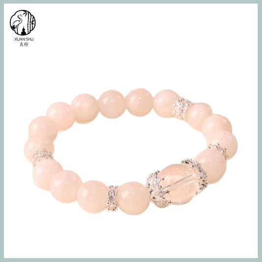 Natural Pink & Clear Crystal Bracelet – Heart Chakra Healing & Energy Balancing Gemstone Jewelry