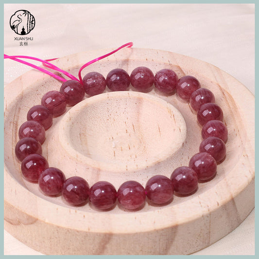 Natural Red Strawberry Quartz Bracelet – Single Loop Crystal for Love, Luck & Positive Energy