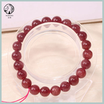 Natural Red Strawberry Quartz Bracelet – Single Loop Crystal for Love, Luck & Positive Energy