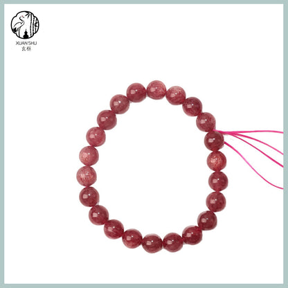 Natural Red Strawberry Quartz Bracelet – Single Loop Crystal for Love, Luck & Positive Energy