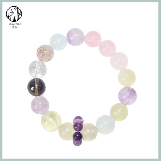Natural Rose Quartz & Citrine Multi-Gemstone Bracelet – Love, Wealth & Positive Energy