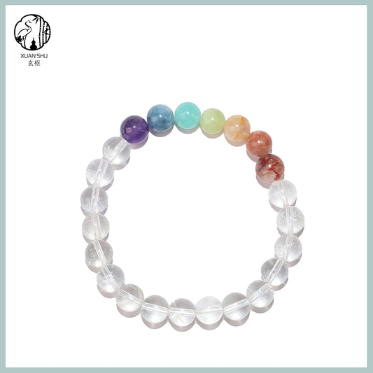 Natural Seven-Color Multi-Gemstone Crystal Bracelet – Energy Healing & Chakra Balancing Jewelry