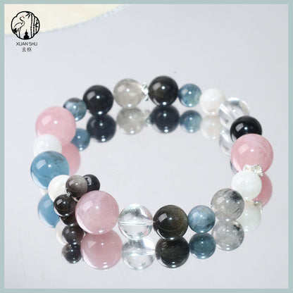 Natural White Quartz & Rose Quartz Multi-Stone Crystal Bracelet – Healing, Energy & Chakra Balance Jewelry