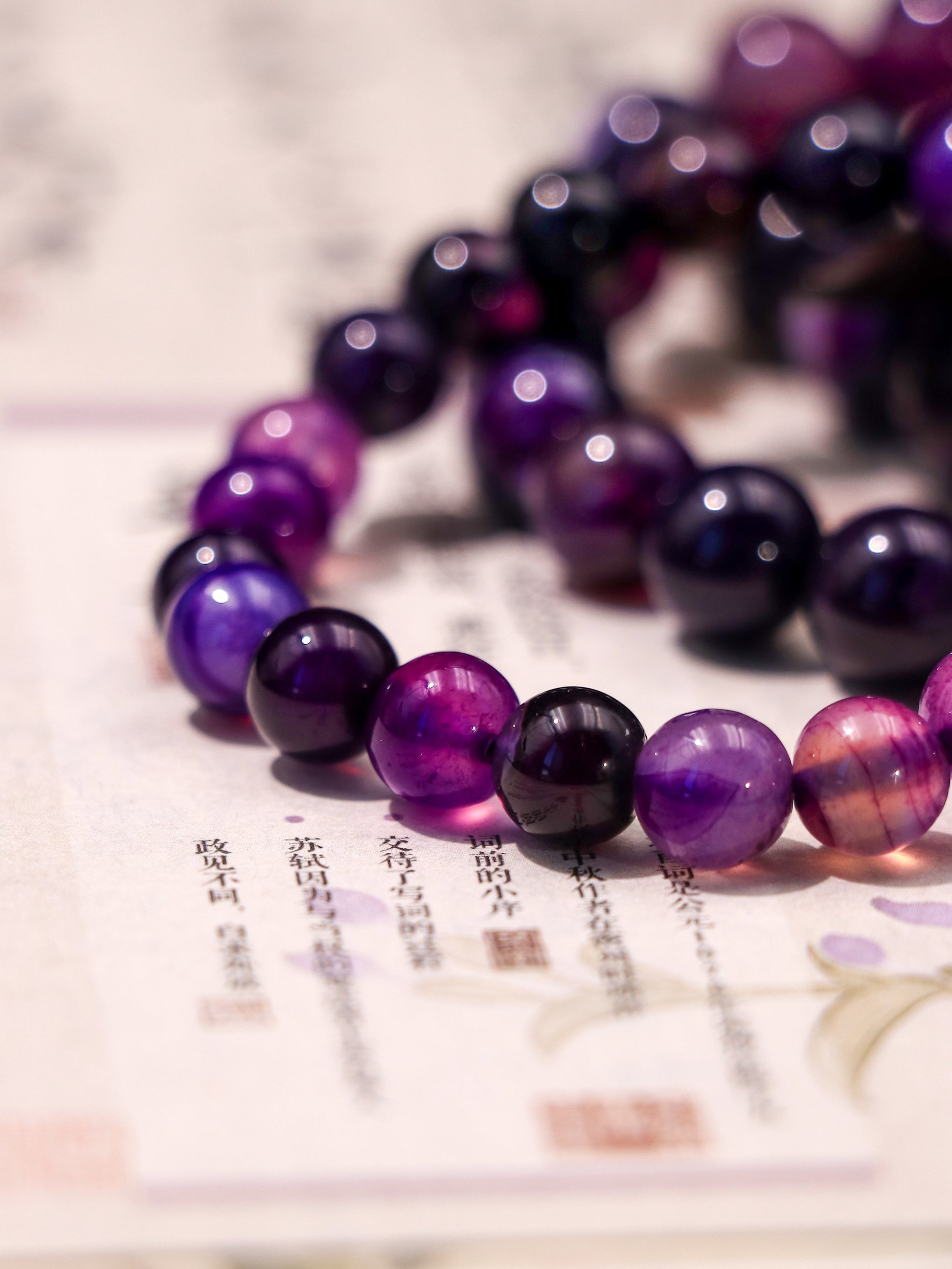 Purple Black Agate Crystal Bracelet – For Balance & Transformation XUANSHU
