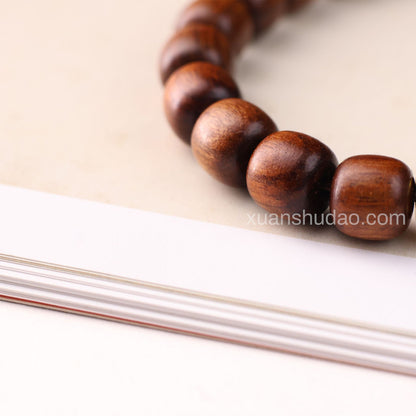 Black Rosewood Single Strand Bracelet with Red Yellow Green Bodhi Beads - For Energy Balancing & Grounding