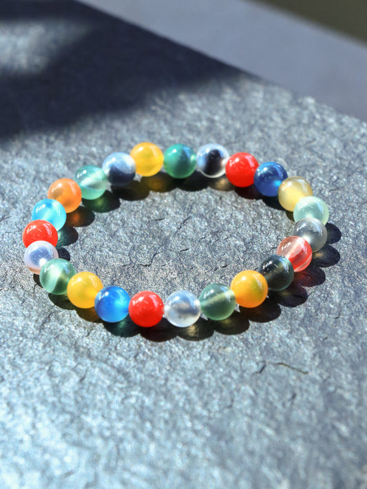 Natural Candy-Heart Agate Bracelet – Grounding, Joy & Aura Cleansing
