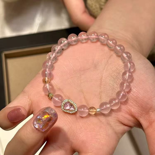 Natural Lavender Crystal and Tourmaline Bracelet – Heart Chakra Healing & Feminine Energy