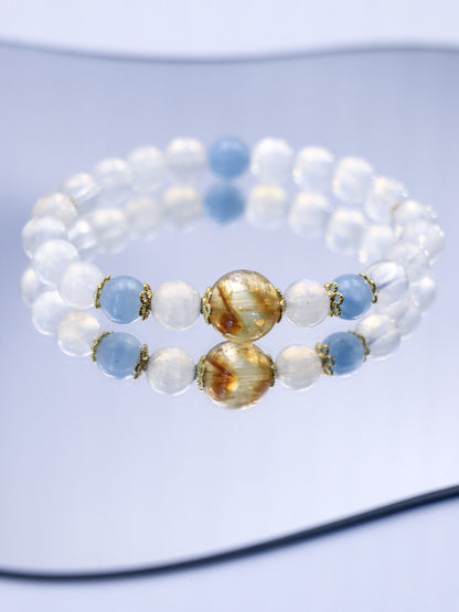 Moonstone, Citrine & Aquamarine Bracelet – Water-Earth-Fire Energy Healing