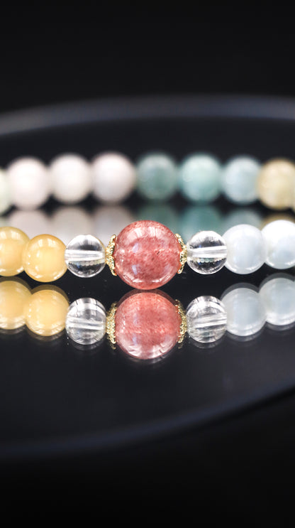 Natural Morganite & Strawberry Quartz Bracelet – Love, Healing & Emotional Balance