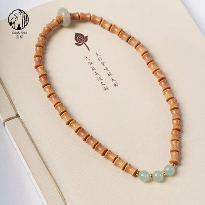 Bamboo Bead & Gemstone Sandalwood Bracelet — Double Circle Design to Attract Prosperity & Good Relationships