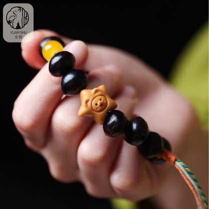 Natural Soapberry Star Tassel Bracelet - Feng Shui Protection & Good Luck Amulet