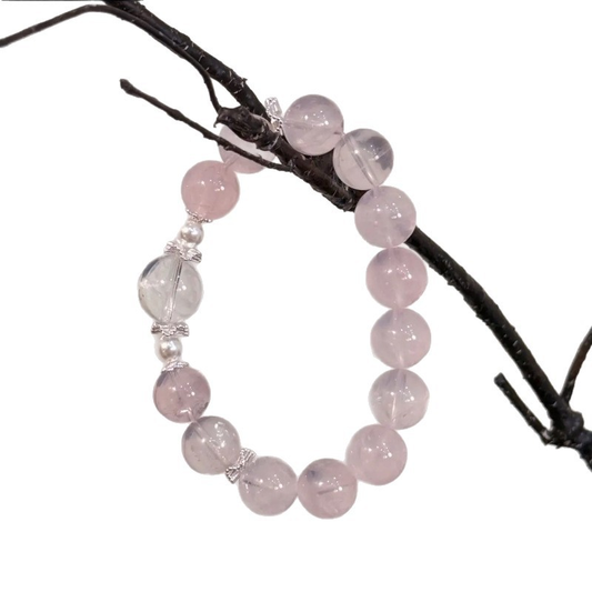 Rose Quartz and Clear Quartz Stretch Bracelet – Attract Soulmate and Supportive People