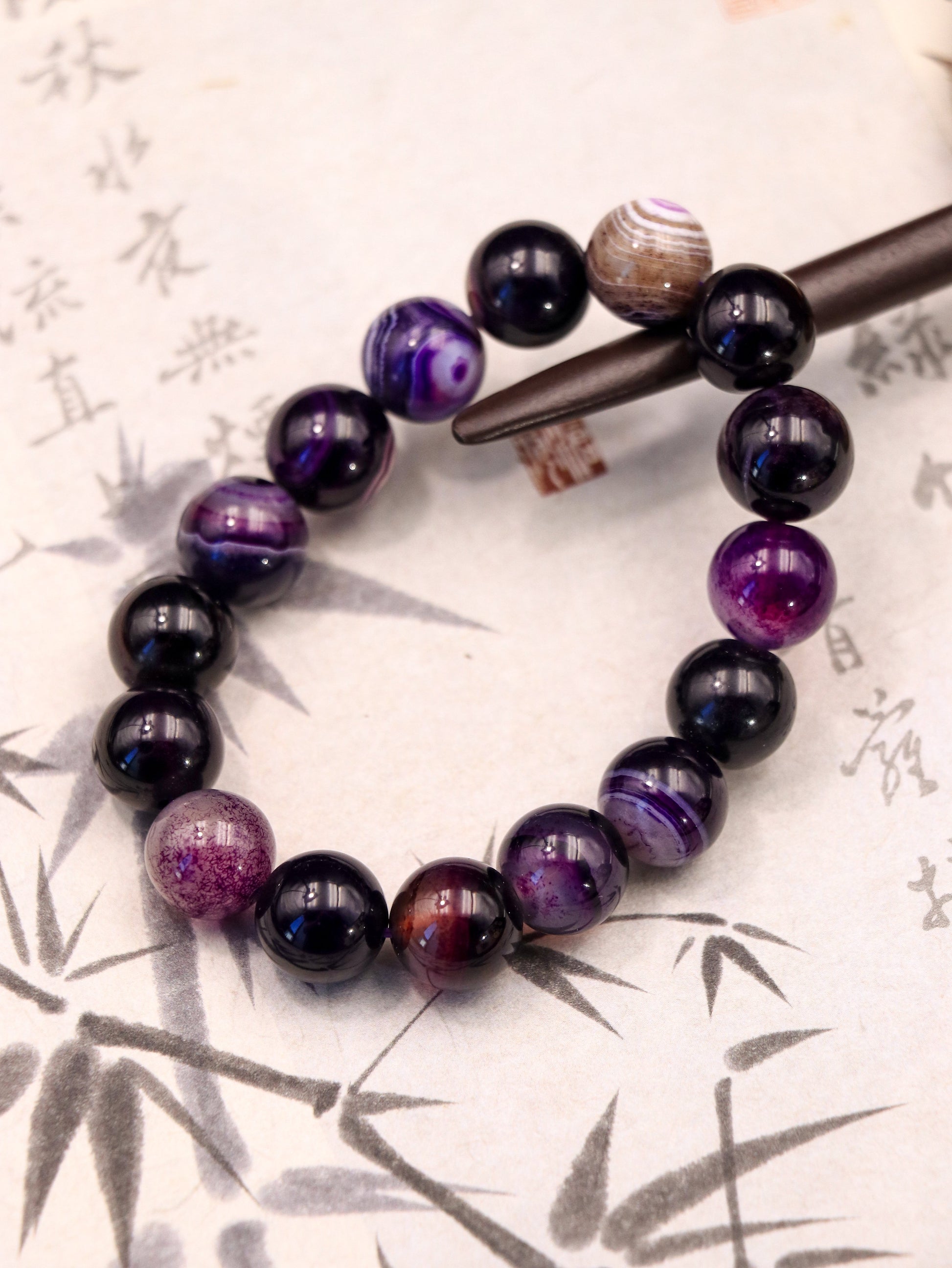 Purple Black Agate Crystal Bracelet – For Balance & Transformation XUANSHU