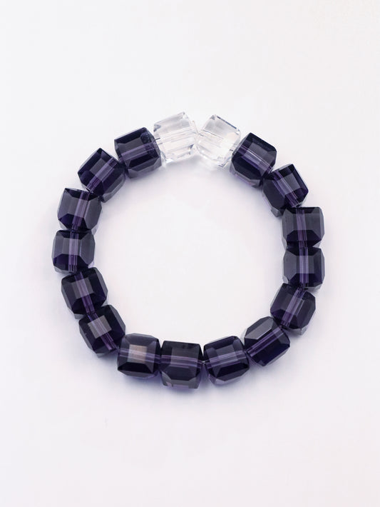 Amethyst-Colored Glazed Candy Cube Bracelet – For Wisdom & Creativity