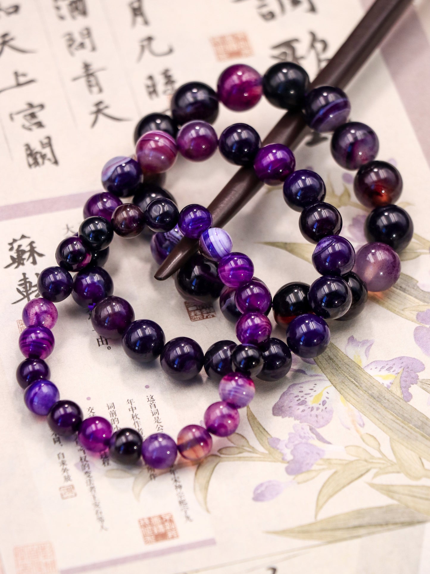 Purple Black Agate Crystal Bracelet – For Balance & Transformation XUANSHU