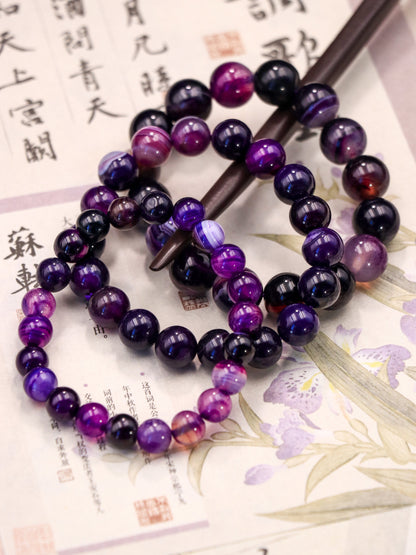 Purple Black Agate Crystal Bracelet – For Balance & Transformation XUANSHU