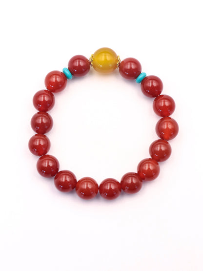 Handmade Red Agate Beaded Bracelet – Enhance Aura & Inner Strength XUANSHU