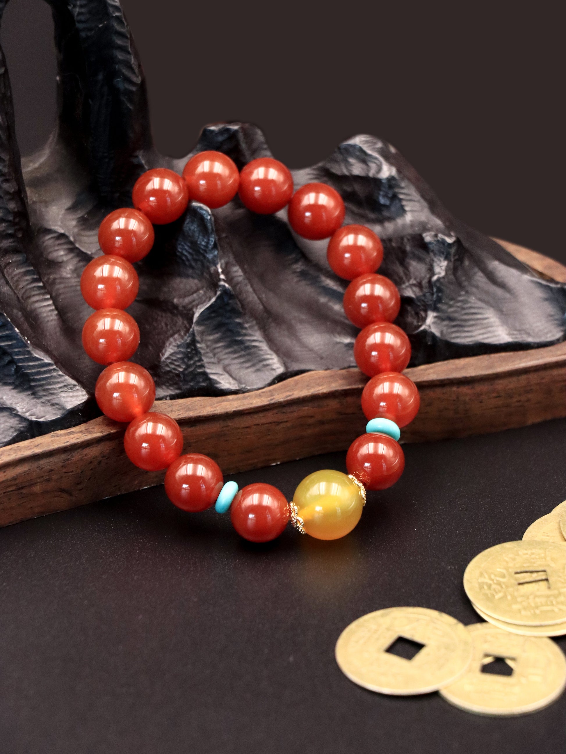 Handmade Red Agate Beaded Bracelet – Enhance Aura & Inner Strength XUANSHU